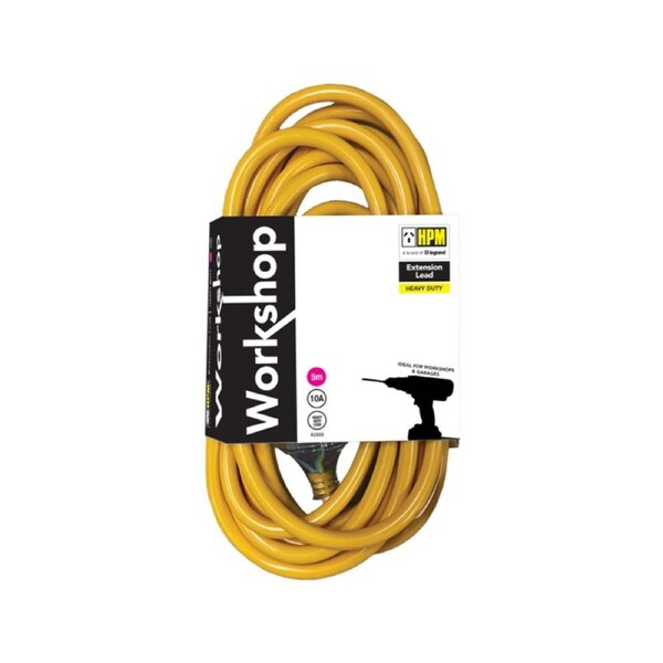HPM 5m 1.0mm² 10A 3 Core Heavy Duty Workshop Extension Lead - 5m