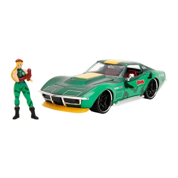 Street Fighter Cammy W/ 1969 Corvette Stingray Die-Cast Vehicle Toy 1:24 Scale