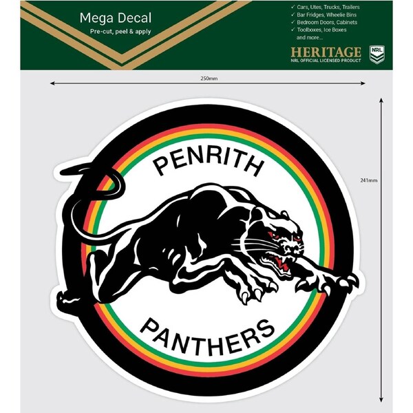 NRL Mega Heritage Decal - Penrith Panthers - Black - Car Sticker 250mm