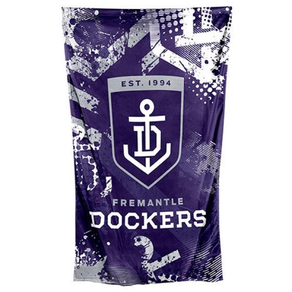 AFL Wall Flag Cape - Fremantle Dockers - 100Cm x 70cm - Steel Eyelet For Hanging