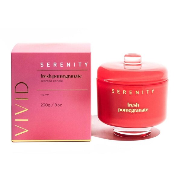 Serenity Scented Soy Candle Fresh Pomegranate 230g Home Fragrance Co SVV230FP