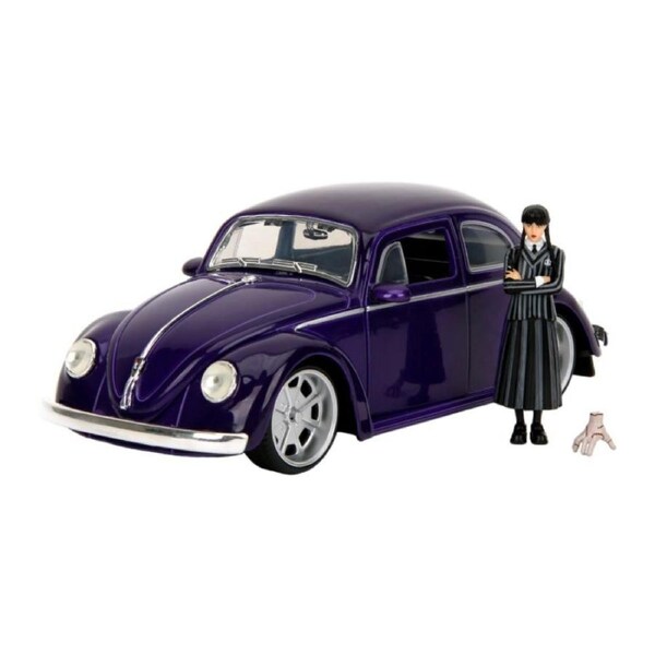 Wednesday TV VW Beetle w/ Wednesday 1:24 Scale Diecast Vehicle Figure Toy