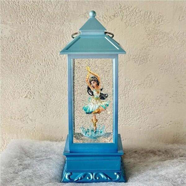 Snowing Lantern with Spinning Dancer 27cm Blue, Musical Lights Xmas & Co JT80-15