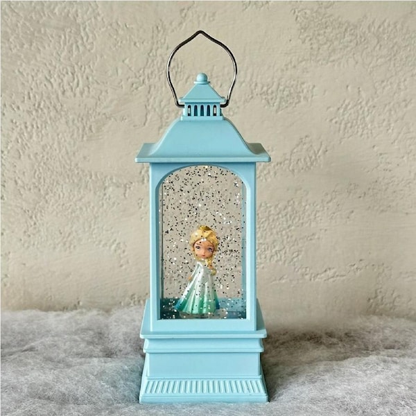 Snowing Malta Lantern with Princess 20cm Blue, Musical Lights Xmas & Co JT80-1