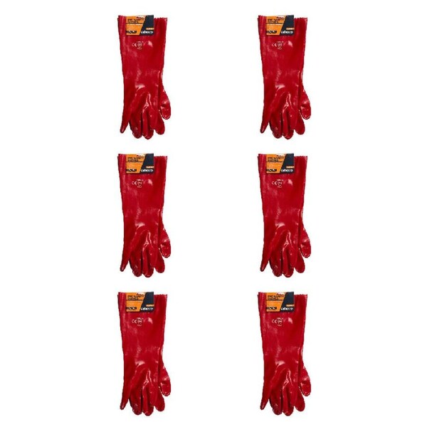 6PK Safecorp Heavy-Duty Safety Chemical Resistant Industrial Gloves 45cm