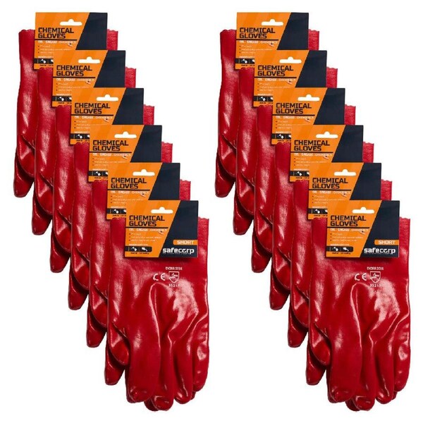 12PK Safecorp Heavy-Duty Safety Chemical Resistant Industrial Gloves 27cm