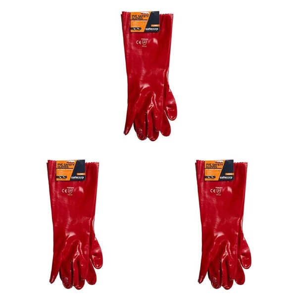 3PK Safecorp Heavy-Duty Safety Chemical Resistant Industrial Gloves 45cm