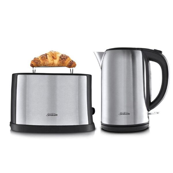 Sunbeam 2 Slice Toaster and Kettle Set- 2 Slice Bread Toasting Browning Machine - 1.7L Kettle Hot Water Jug