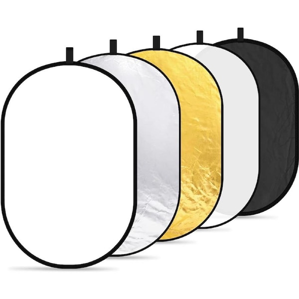 Light Reflectors for Photography, Portable 5 in 1 Collapsible Multi Disc with Bag-Translucent, for Studio and Outdoor Lighting(24"x36"/60x90cm)