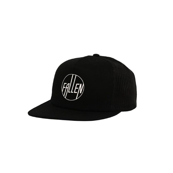 Fallen Footwear Circle Trucker Hat Flat Visor 3D Printed Logo - Black / White