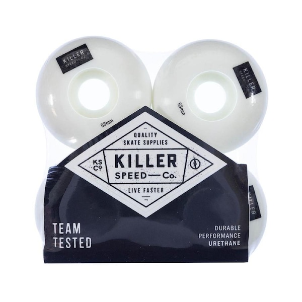 Killer Speed Co Team - Logo 101A 53mm Performance Skateboard Wheels - White