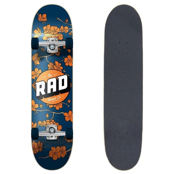 Rad Board Co Complete Skateboard Dude Crew - Cherry Blossom Navy/Orange 7.5