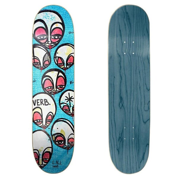 Verb Skateboard Deck Artist Series Kris Markovich Faces Blue 8.25 - Blue/Grey
