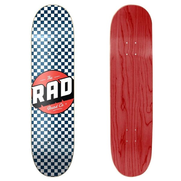 Rad Board Co Logo Skateboard Pro Premium Durable 8.25 Deck - Checkers Navy/White