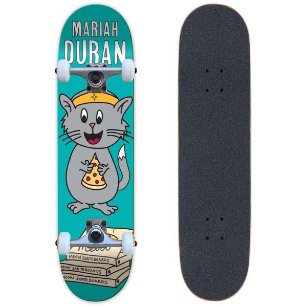 Meow Mariah Duran Whiskers Complete Skateboard Multi 7.75"x31.7" - Teal