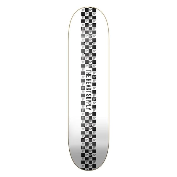 The Heart Supply Check Stripe Pro 8" Skateboard Premium Durable Deck - White