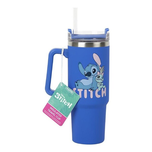 Paladone Disney Stitch Blue Insulated Travel Cup and Straw