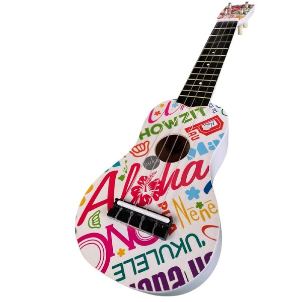 Holysmoke White Travelman Ukulele 21" 12 frets 4 Strings Beginner Kids Student