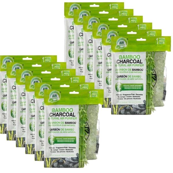 12PK Fusion Bamboo Charcoal Air Purifying Bag Odour/Moisture Absorber 15x10cm