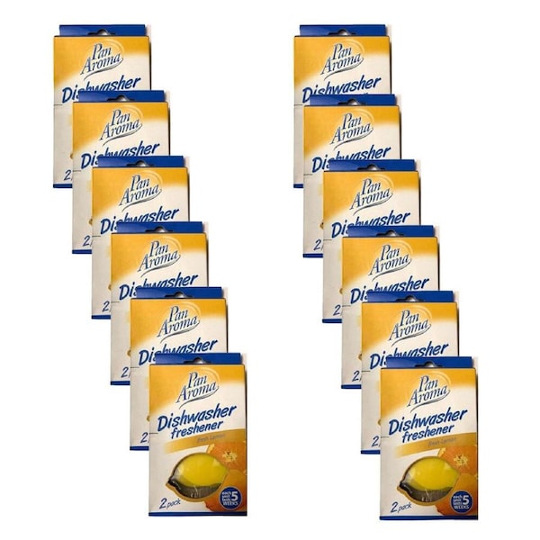 12x 2pc Pan Aroma Dishwasher Freshener Odour Eliminator Fresh Lemon Scent