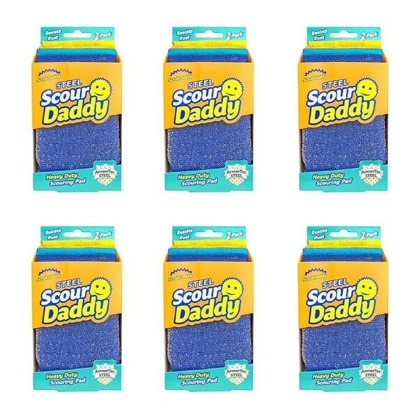 6x 2pc Scrub Daddy Scour Daddy Steel Scrubber Durable Non-Scratch Cleaning Kit