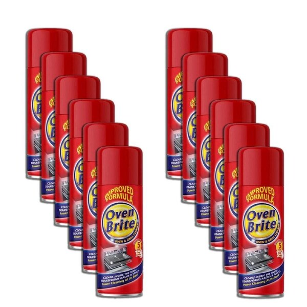 12PK Oven Brite Oven and Grill Aerosol Spray Cleaner Grease Remover 383ml Red