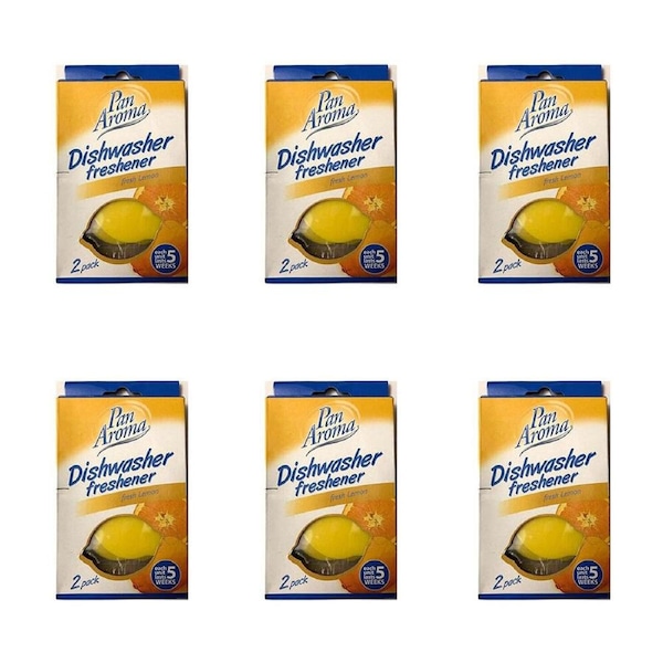 6x 2pc Pan Aroma Hanging Dishwasher Freshener Odour Eliminator Fresh Lemon Scent
