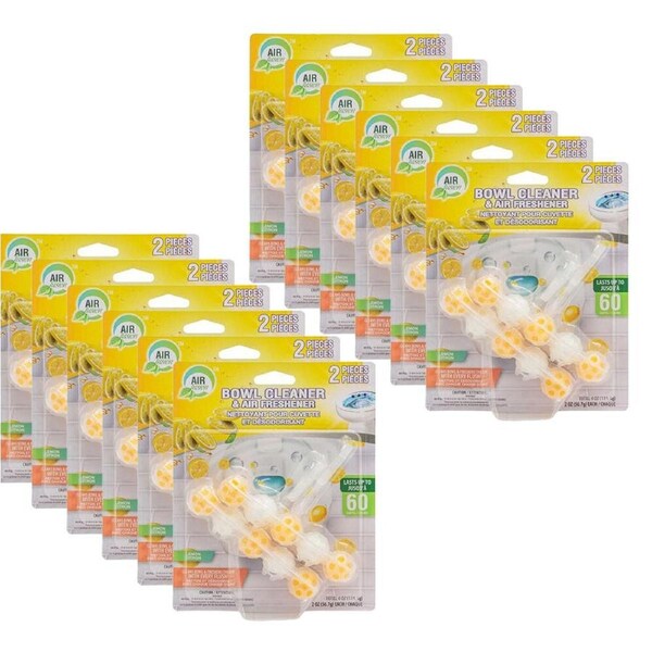 12x 2pc Air Fusion Toilet Bowl Cleaner & Air Freshener Odour Eliminator Lemon