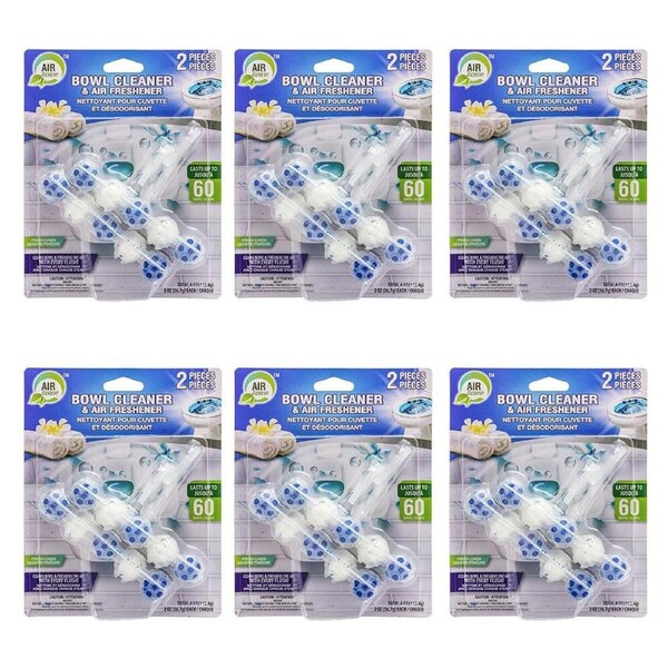 6x 2pc Air Fusion Toilet Bowl Cleaner & Air Freshener Odour Remover Fresh Linen
