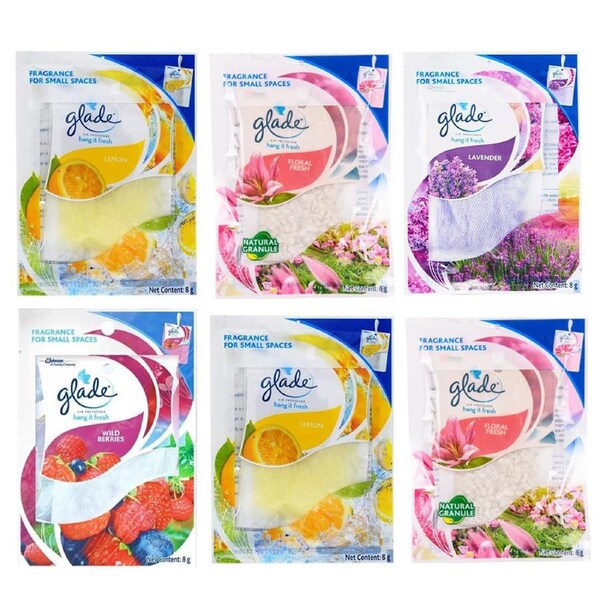 6PK Glade Hang It Fresh Air Freshener Odour Eliminator 8g Fresh Assorted