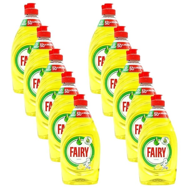 10PK Fairy Dishwashing Liquid Concentrated Kitchen Dish Soap 320ml Lemon Yellow