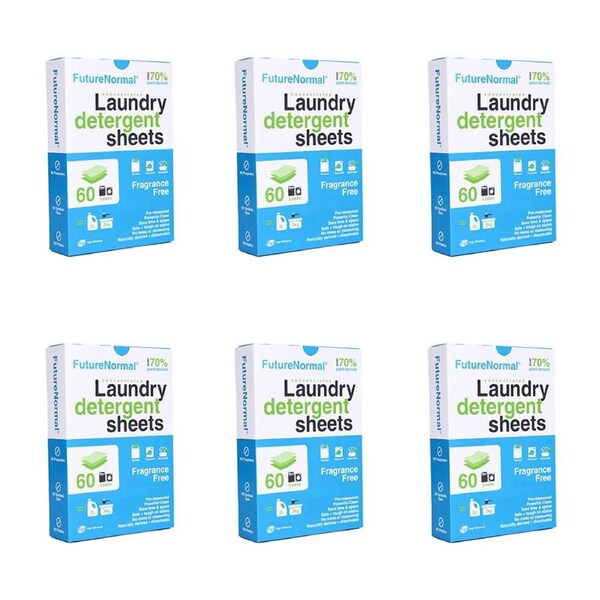 6x 60pc Future Normal Laundry Detergent Sheets Fragrance Free Washing Sheets