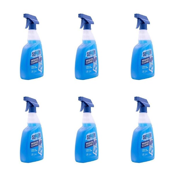 6PK Supreme Window Cleaner Glass Surface Cleaner Streak-Free Crystal Shine 750ml