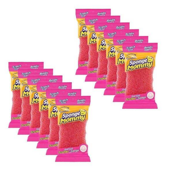 12PK Scrub Daddy Essentials Flex Texture Sponge Mommy Sided Scrubber Sponge Pink