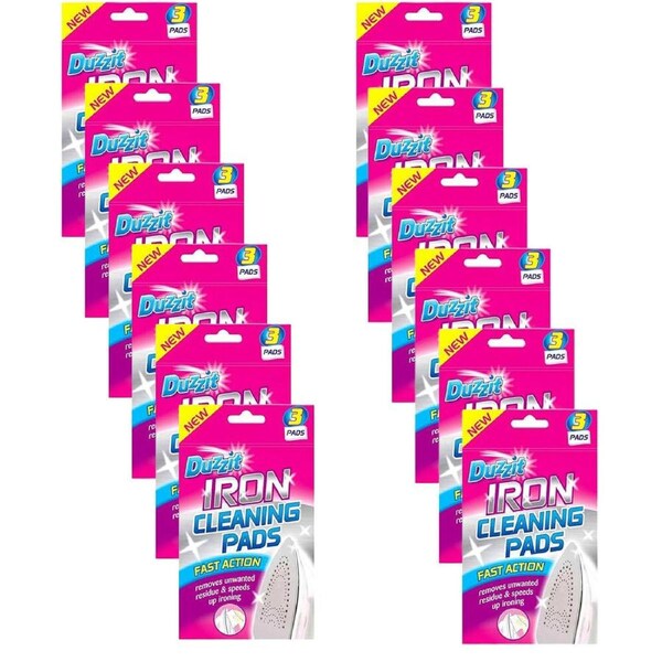 12x 3pc Duzzit Iron Cleaning Pads Reusable Soleplate Cleaner Non-Scratch 12.8cm