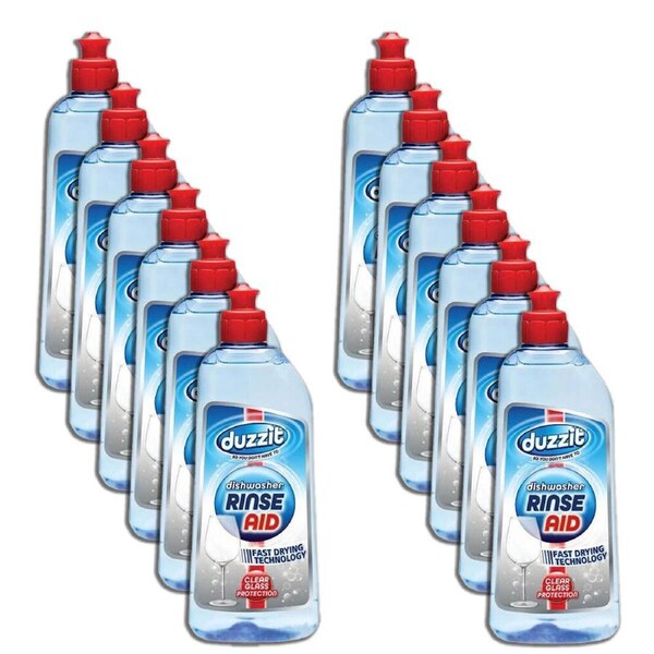 12PK Duzzit Liquid Dishwasher Rinse Aid Watermark Prevention Fast Drying 375ml