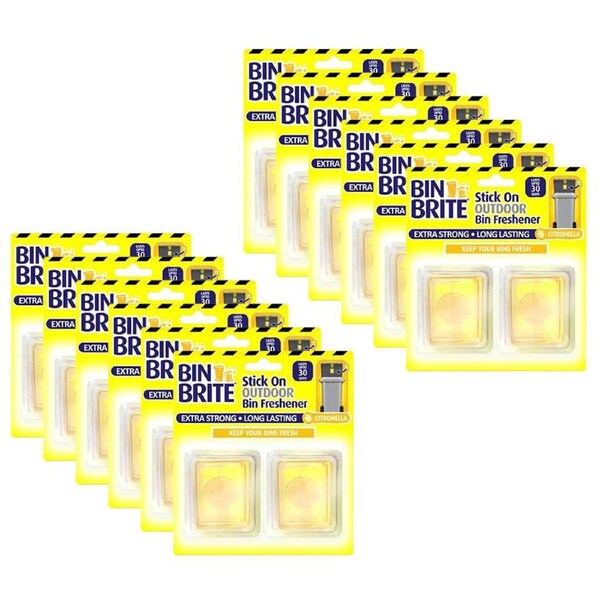 12x 2pc Bin Brite Stick On Outdoor Rubbish Bin Air Freshener Large Citronella