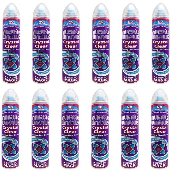 12PK Aristowax Invisible Windows Crystal Clear Foaming Aerosol Glass 300ml