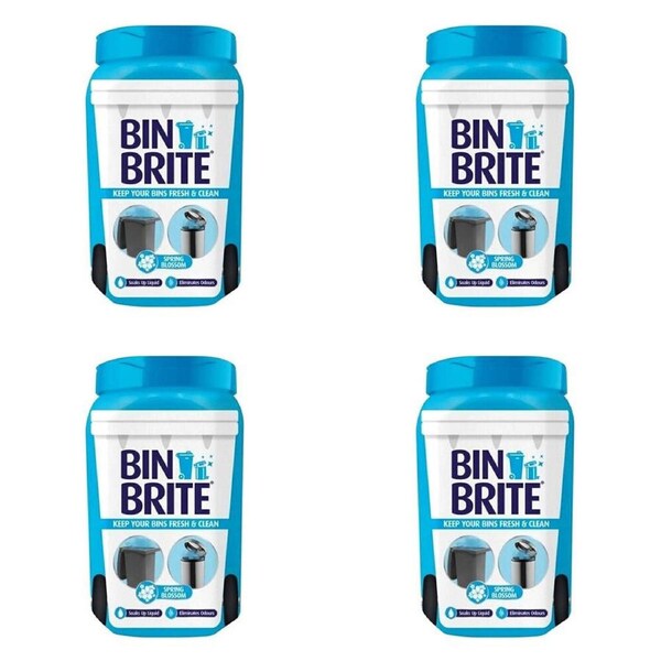 4PK Bin Brite Bin Odour Neutraliser Bin Freshener/Deodorizer Spring Blossom 500g
