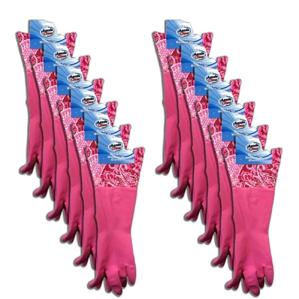 12PK Aussie Clean Designer Durable Rubber Dishwashing/Cleaning Gloves Assorted