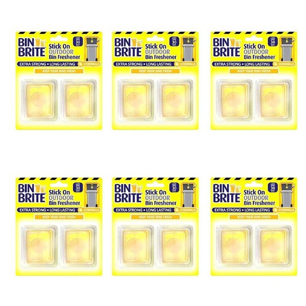 6x 2pc Bin Brite Stick On Outdoor Rubbish Bin Air Freshener Large Citronella