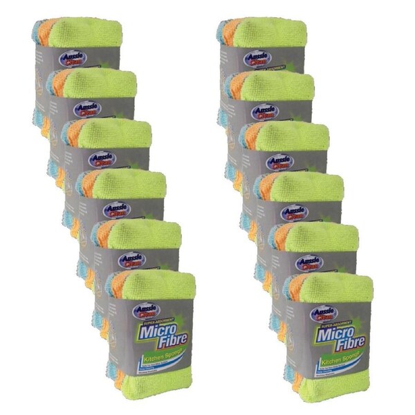 12x 3pc Aussie Clean Super Absorbent Microfibre Kitchen Cleaning Sponge Pack
