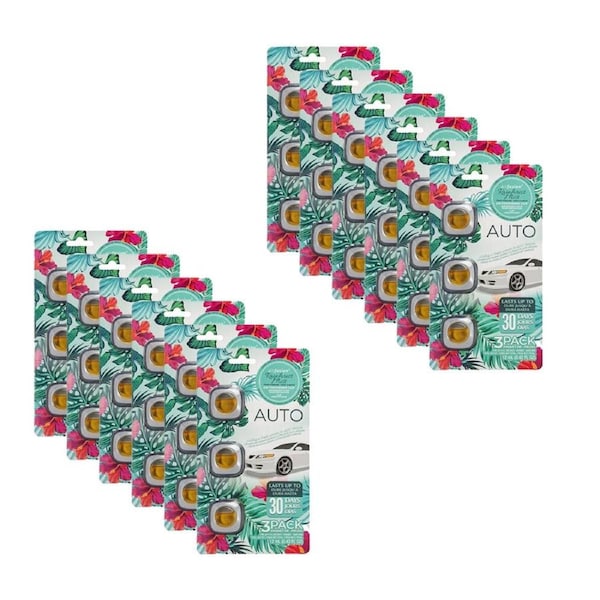 12x 3pc Air Fusion Car/Automotive Air Freshener Vent Clip 4ml Rainforest Scent