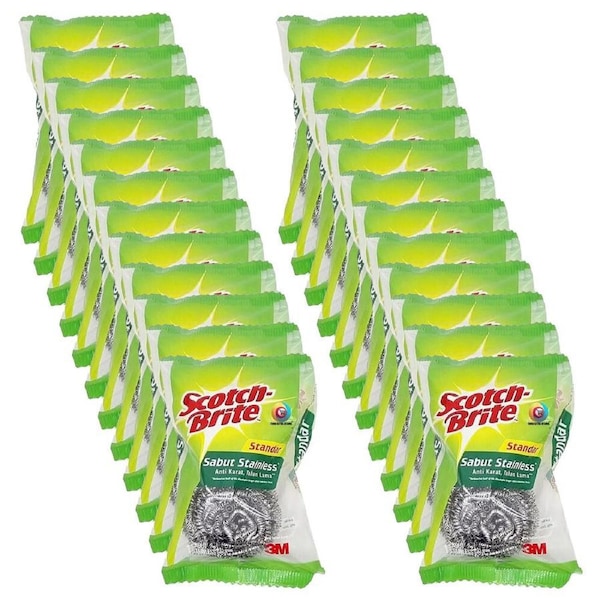 24PK Scotch Brite Stainless Steel Scrubbing Pad Durable Heavy Duty Cleaning Tool