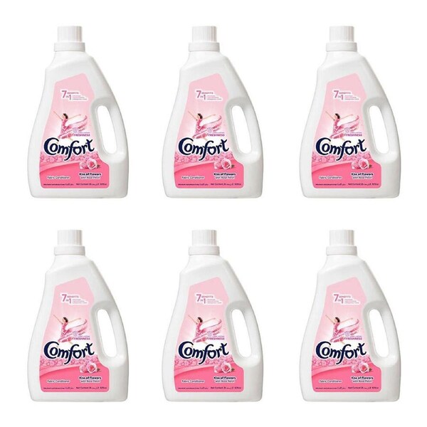 6PK Comfort Dilute 7in1 Conditioner/Softener 2L Kiss of Flowers Rose Fresh
