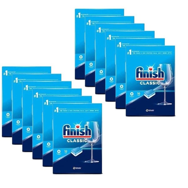 12x 10pc Finish Dishwashing Dishwasher Detergent Cleaning Tablets Powerball
