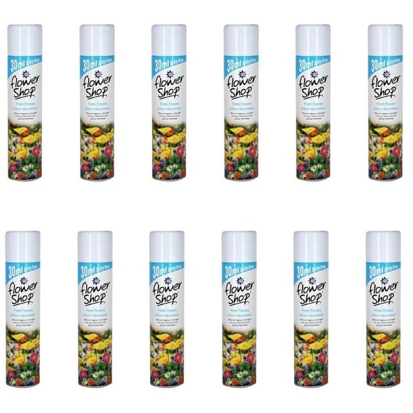 12PK Flower Shop Odour Neutraliser Home/Room Air Freshener 330ml Fresh Flowers