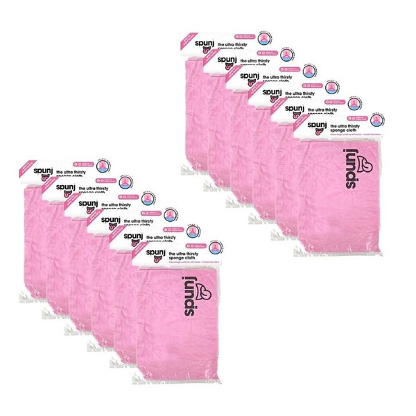 12PK Spunj Cloth Pink Clipstrip Multipurpose Durable Cleaning Dishcloth Kitchen