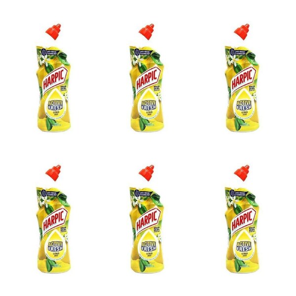 6PK Harpic Active Fresh Liquid Gel Toilet Bowl/Bathroom Cleaner 750ml Citrus