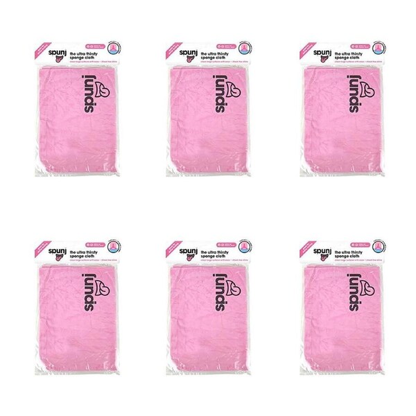 6PK Spunj Cloth Pink Clipstrip Multipurpose Durable Cleaning Dishcloth Kitchen
